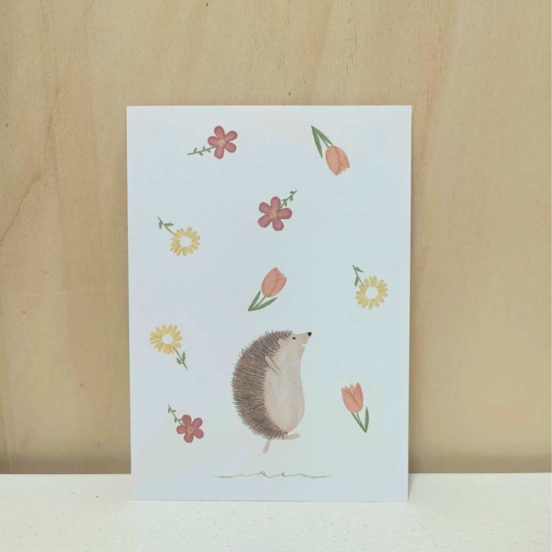 Kaart 'Egel tussen de bloemen'