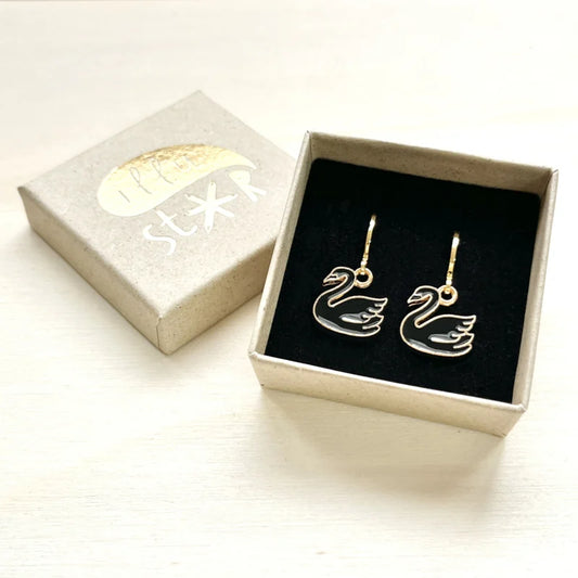 Oorbellen Zwaan zwart