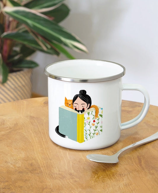 Emaille mok Boekenwurm