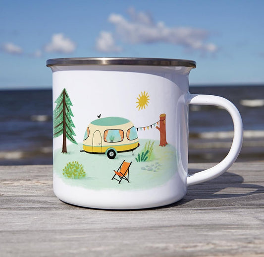 Emaille mok Happy camper