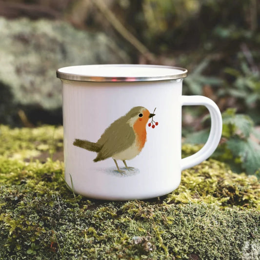 Emaille mok Roodborstje