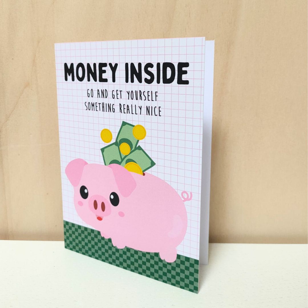 Wenskaart 'Money inside'