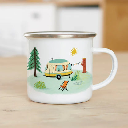 Emaille mok Happy camper