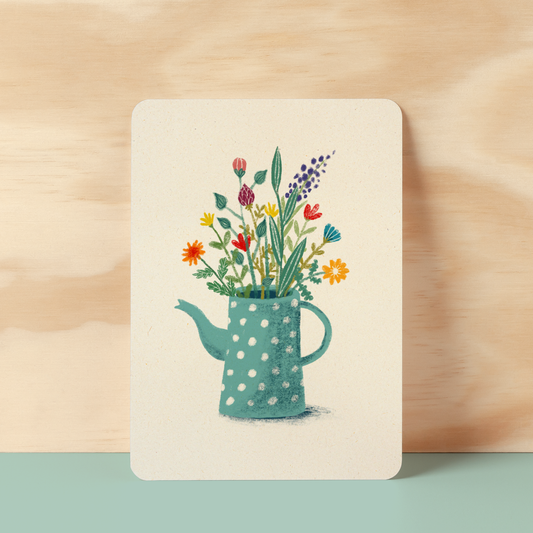 Kaart 'Geplukte bloemen in een kan'