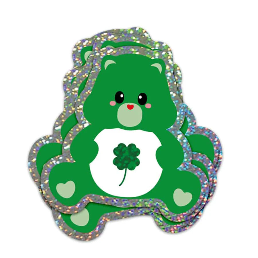 Sticker glitter Care bear groen