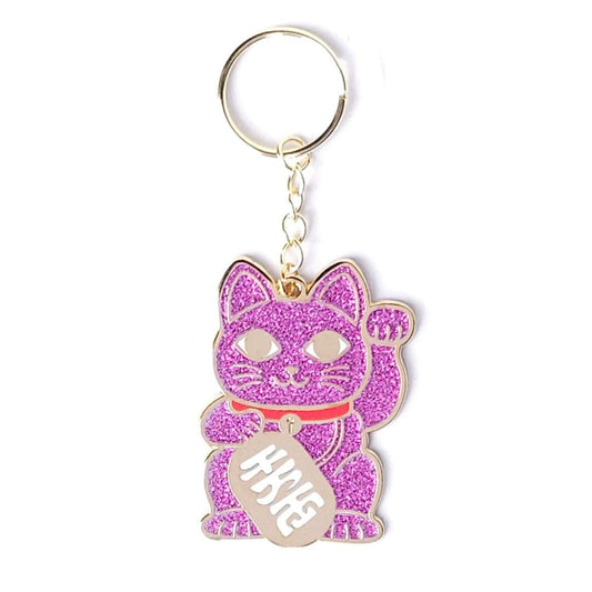 Sleutelhanger 'Maneki Neko roze glitter'