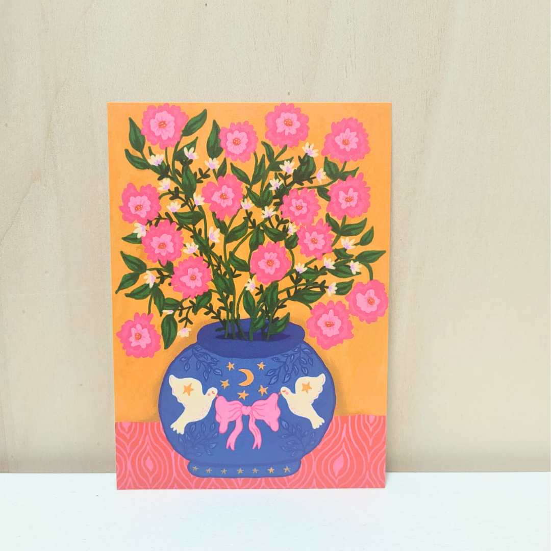 Kaart "Pink flowers'