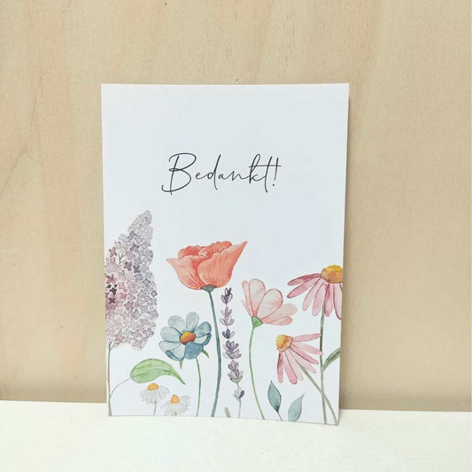 Kaart 'Bedankt met bloemen'