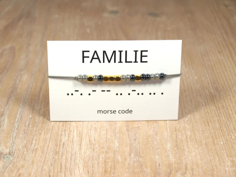 thermometer boerderij lip Morse code armband 'Familie'