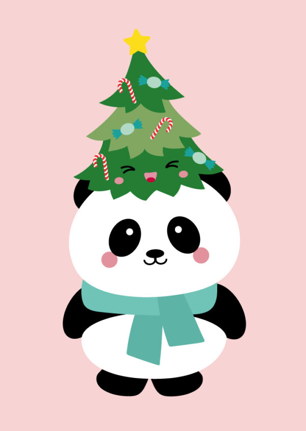 Panda met kerstboom