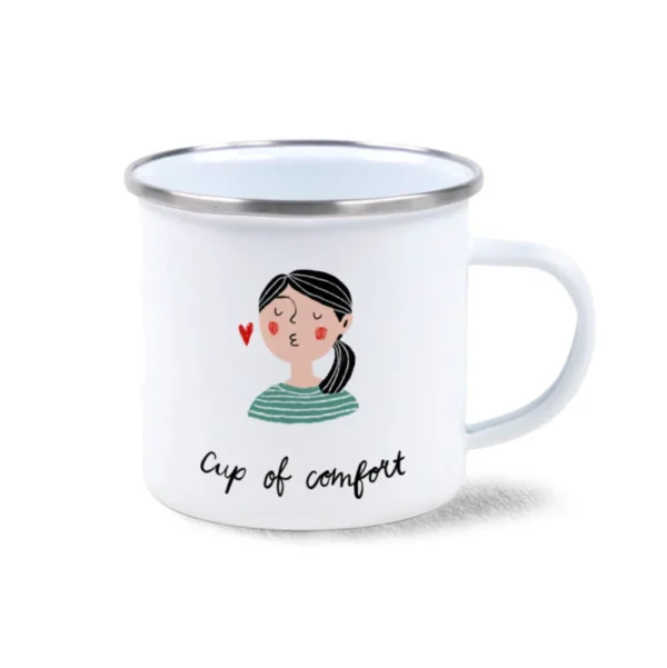 Emaille mok ‘Cup of comfort’ – Illu-ster